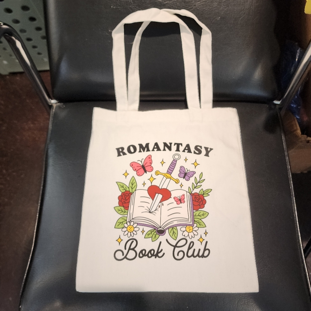 Romantic Book Club Reader Canvas Tote Bag 13×14 grocery gift book lover funny